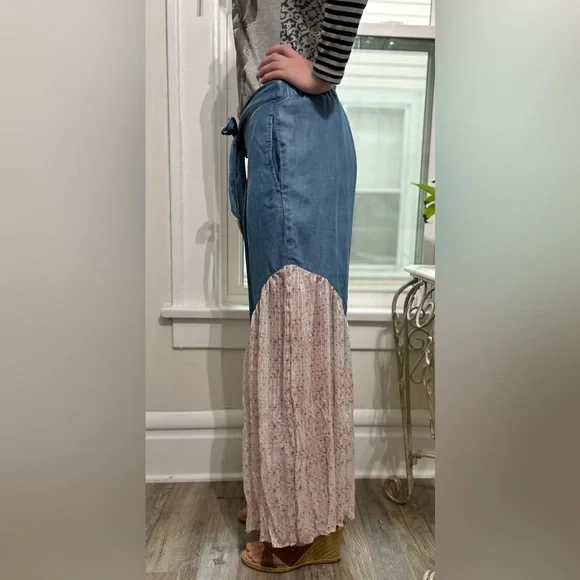 Gemma + Jane Jeans Wide Leg Flared Chiffon Bohemian Cottagecore 60s 70s Sz Small - Picture 6 of 7